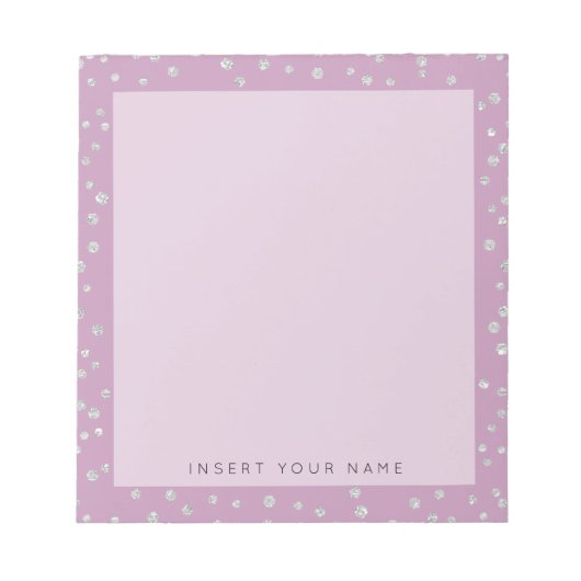 Roos Roze kristal Confetti Notitieblok 5,5 x 6 inc (Voorkant)