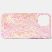 Roos Roze kwartsmarmer en goud Case-Mate iPhone Case (Achterkant (horizontaal))