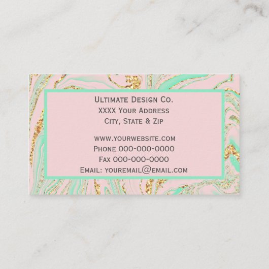 Roos Roze kwartsmarmer en goud Visitekaartje (Achterkant)