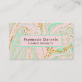 Roos Roze kwartsmarmer en goud Visitekaartje (Voorkant)