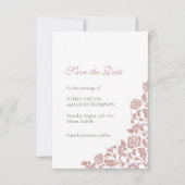  Roos roze lace trekken bruiloft Save The Date (Voorkant)