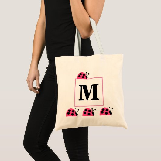  Roos Roze Ladybugs Gepersonaliseerde Canvas tas (Voorkant (product))
