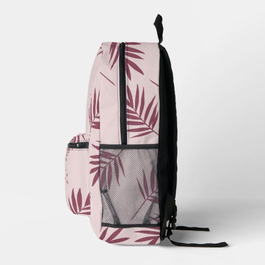 Roos Roze Leave Pattern Monogram Initialen Bedrukte Rugzak (Rechts)