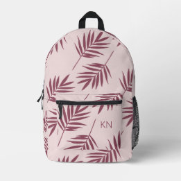 Roos Roze Leave Pattern Monogram Initialen Bedrukte Rugzak