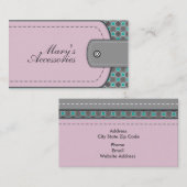 Roos roze lederen look en patroongrijs, blauwgroen visitekaartje (Voorkant / Achterkant)