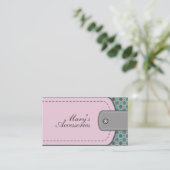 Roos roze lederen look en patroongrijs, blauwgroen visitekaartje (Staand voorkant)