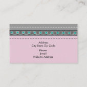 Roos roze lederen look en patroongrijs, blauwgroen visitekaartje (Achterkant)