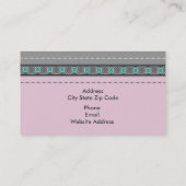 Roos roze lederen look en patroongrijs, blauwgroen visitekaartje (Achterkant)