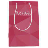 Roos roze licht geometrisch mesh patroon Aangepast Medium Cadeauzakje (Voorkant)