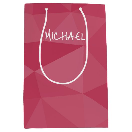 Roos roze licht geometrisch mesh patroon Aangepast Medium Cadeauzakje (Voorkant)