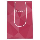 Roos roze licht geometrisch mesh patroon Aangepast Medium Cadeauzakje (Achterkant)