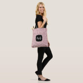 Roos roze licht glitter fonkelt Monogram Tote Bag (Op model)