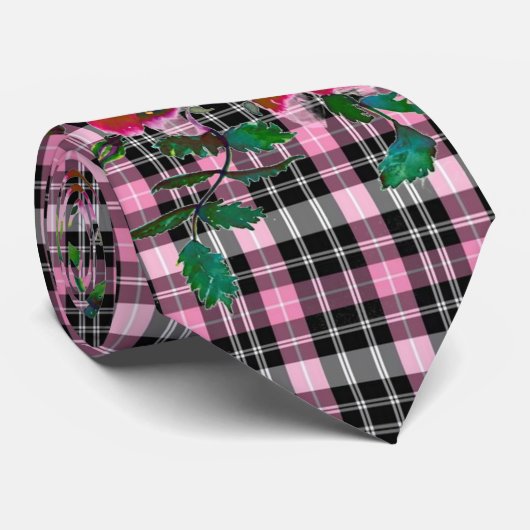  Roos - roze lichtgele Stropdas (Opgerold)