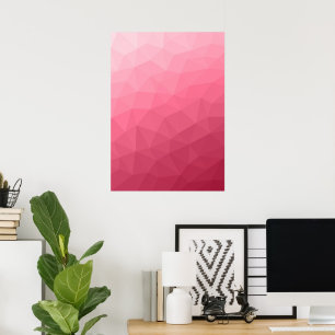 Roos roze lichtgradiënt Geometrische maanpatroon Poster