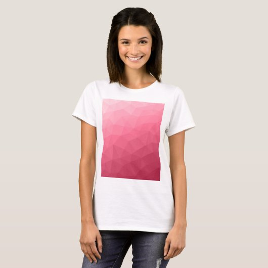 Roos roze lichtgradiënt Geometrische maanpatroon T-shirt (Voorkant volledig)