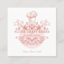 Roos Roze Lijst Bakery Baker's Logo Visitekaartje