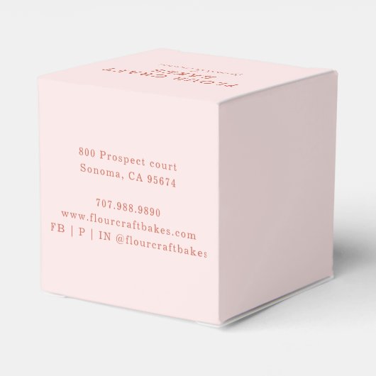 Roos Roze Lijst Bakery Baker's Takeout Bedankdoosjes (Achterkant)