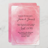 Roos roze lijst waterverf Bruiloft Kaart (Voorkant / Achterkant)