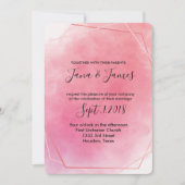 Roos roze lijst waterverf Bruiloft Kaart (Voorkant)