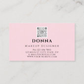 Roos Roze Lips QR Code Logo Makeup Artist Studio Visitekaartje (Achterkant)