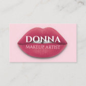 Roos Roze Lips QR Code Logo Makeup Artist Studio Visitekaartje (Voorkant)