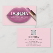 Roos Roze Lips QR Code Logo Makeup Lipstick Visitekaartje (Voorkant / Achterkant)