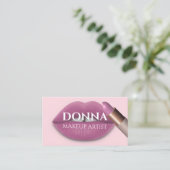 Roos Roze Lips QR Code Logo Makeup Lipstick Visitekaartje (Staand voorkant)