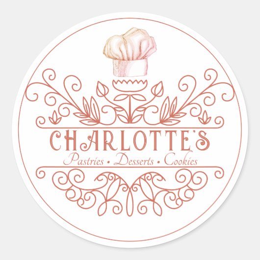 Roos Roze Logo Bakkerij Baker - Etiketten voor Log (Voorkant)