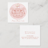 Roos Roze Logo bakkerij Pastry Chef Baker's Vierkante Visitekaartje (Voorkant / Achterkant)