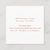 Roos Roze Logo bakkerij Pastry Chef Baker's Vierkante Visitekaartje (Achterkant)