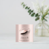Roos Roze Makeup Artist Lashes Extension Microblad Vierkante Visitekaartje (Staand voorkant)