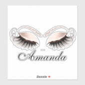 Roos Roze Makeup Artist Lashes Uitbreidingsnaam Sticker (Vel)