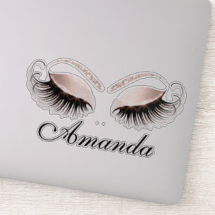 Roos Roze Makeup Artist Lashes Uitbreidingsnaam Sticker