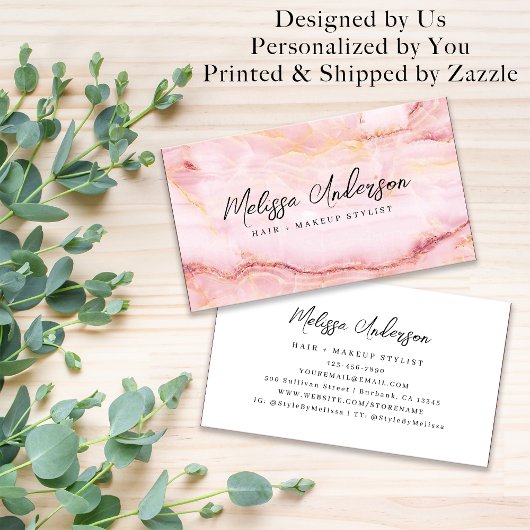 Roos Roze Marmer Luxe esthetisch Visitekaartje