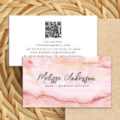 Roos Roze Marmer Luxe Esthetische QR Code Visitekaartje