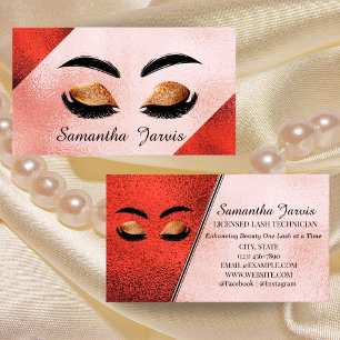 Roos Roze & Maroon Folie Lash en Brow Branding Visitekaartje