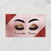 Roos Roze & Maroon Folie Lash en Brow Branding Visitekaartje (Voorkant)