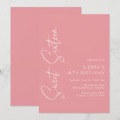 Roos roze meisje lief zestien script 16e verjaarda kaart (Voorkant / Achterkant)
