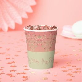 Roos roze met Cream Designer Papieren Bekers