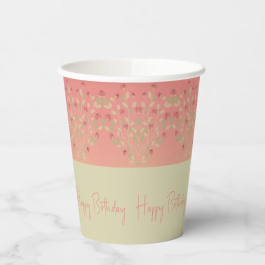 Roos roze met Cream Designer Papieren Bekers (Links)