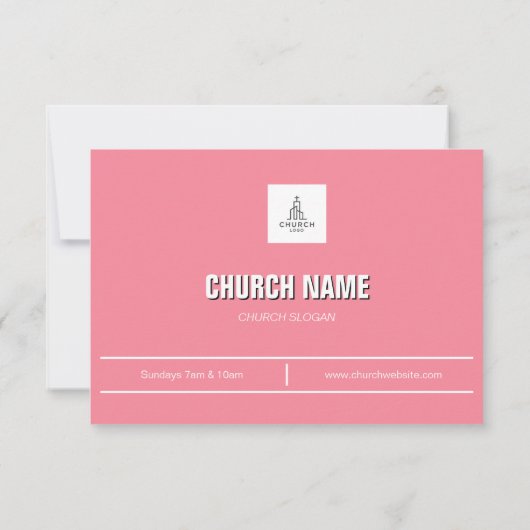 Roos Roze Minimal Church Uitnodigen (Achterkant)