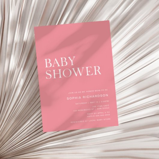 Roos Roze Minimalistisch Baby shower Kaart