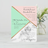 Roos Roze & Mint Groen Huwelijksuitnodiging Kaart (Staand voorkant)