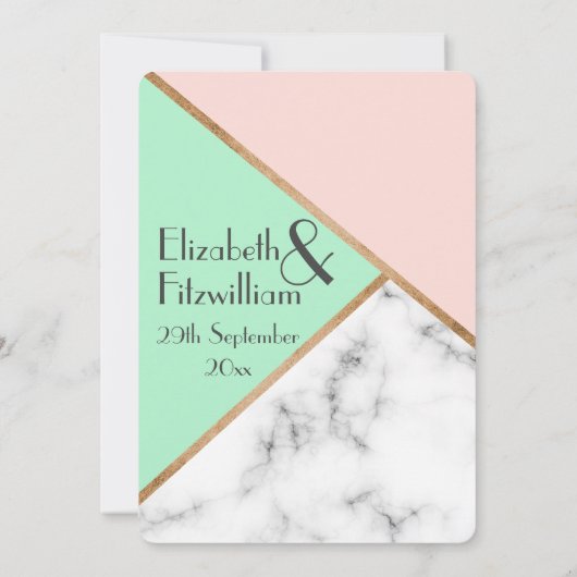 Roos Roze & Mint Groen Huwelijksuitnodiging Kaart (Achterkant)