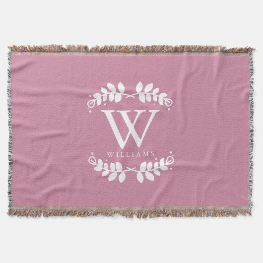 Roos Roze monogram Deken (Voorkant)