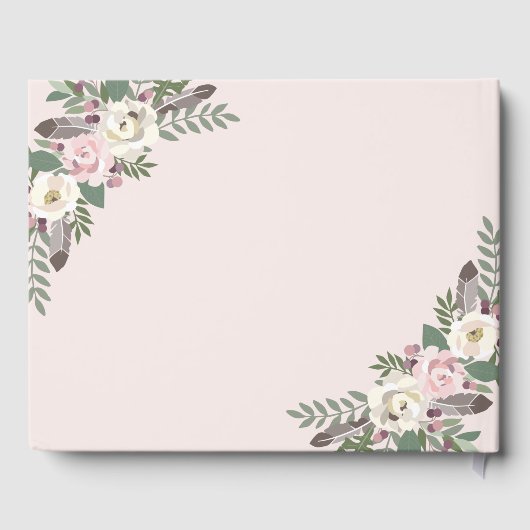 Roos Roze Moody Floral Boho Wedding Gastenboek (Achterkant)
