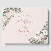 Roos Roze Moody Floral Boho Wedding Gastenboek (Voorkant)