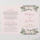 Roos Roze Moody Floral Boho Wedding Programme (Voorkant)