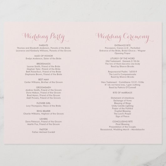 Roos Roze Moody Floral Boho Wedding Programme (Achterkant)