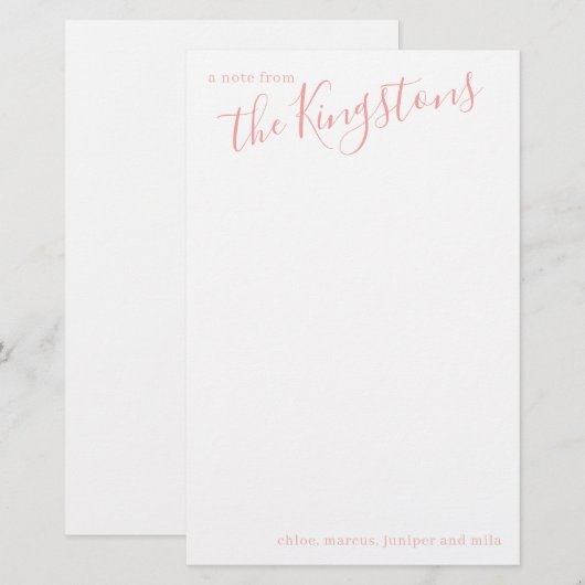 Roos Roze naam schrijfpapier Briefpapier (Voorkant / Achterkant)